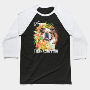 English Bulldog Dog Owner Thanksgiving Celebration Harvest Theme Baseball T-Shirt